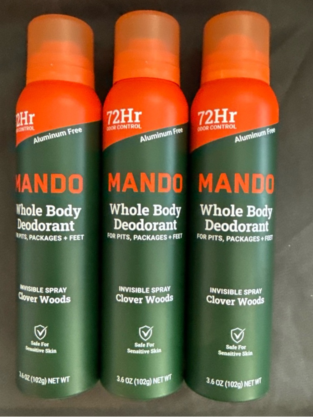 MANDO Whole Body Deodorant Spray - Clover Woods set of three